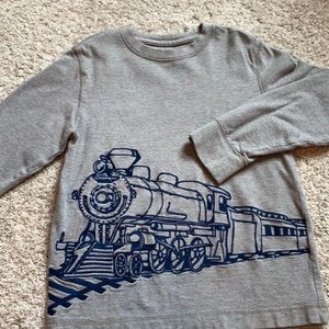 Gymboree boys gray and blue train shirt